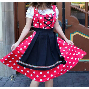 Disney Parks Dress Shop Minnie Mouse Epcot Germany Dirndl Octoberfest Red 2X NWT